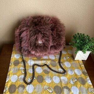 Henri Bendel faux fur purple/pink toned crossbody purse
